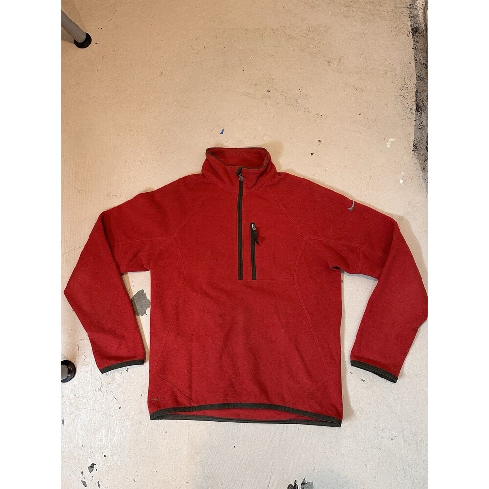 VTG NIKE Men's Red Ski Fleece Therma-Fit Half Zip Jacket Sz Medium